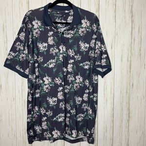 Abercrombie & Fitch Dark Gray Floral Dress Performance Shirt XL